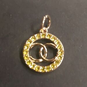CC Gold & Yellow Rhinestone Charm Pendant